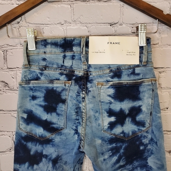 𝅺FRAME Le High Skinny Tie Dye Denim Jeans sz. 24 - Picture 8 of 11